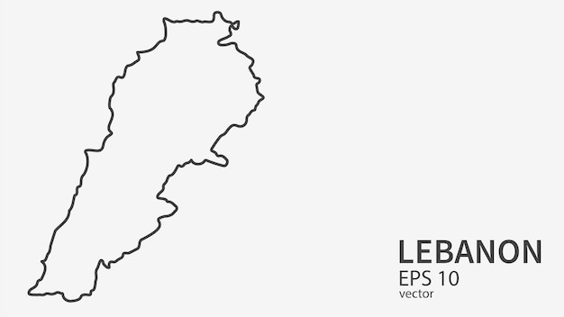 Mapa de líneas vectoriales del Líbano Diseño vectorial aislado en fondo blanco
