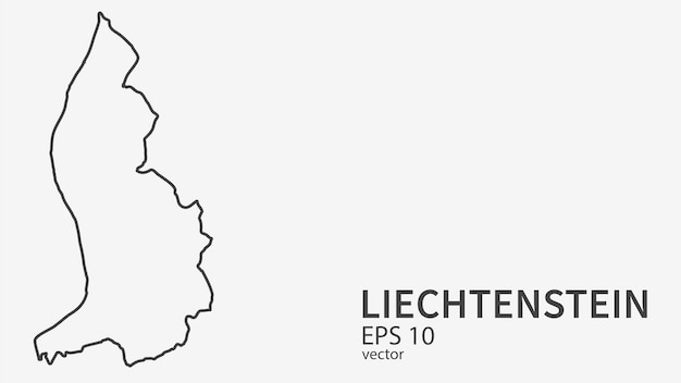 Mapa de líneas vectoriales de Liechtenstein Diseño vectorial aislado sobre fondo blanco