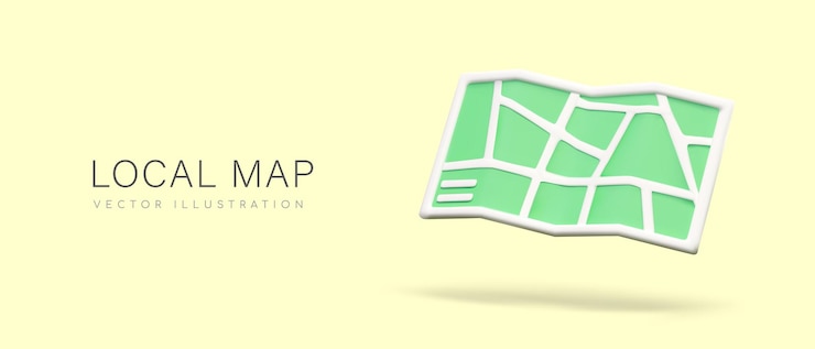 Vector mapa local en estilo realista mapa en papel o en línea en color verde