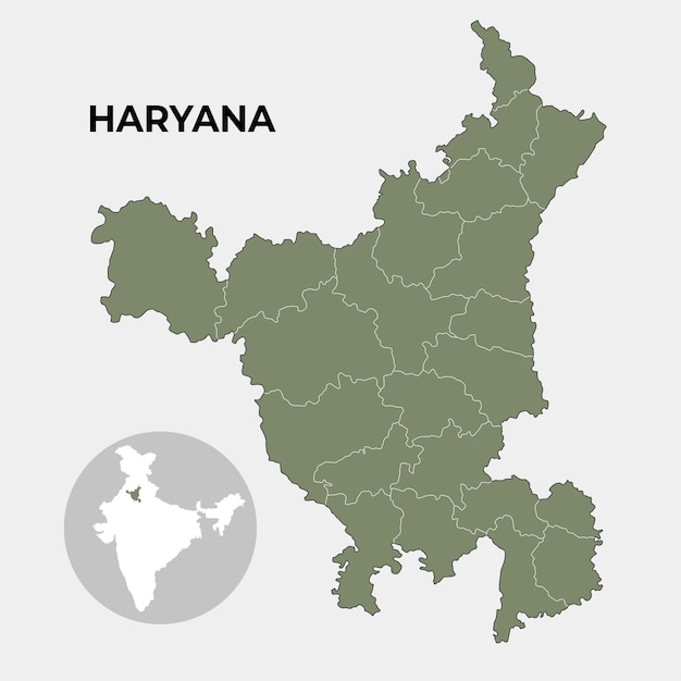 Vector mapa localizador de haryana que muestra el distrito y su capital