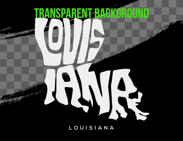 Vector el mapa de luisiana con letras de fondo transparente