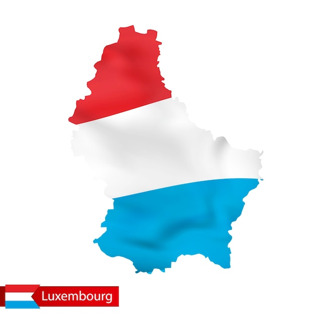 Mapa de Luxemburgo con banderas ondeantes del país