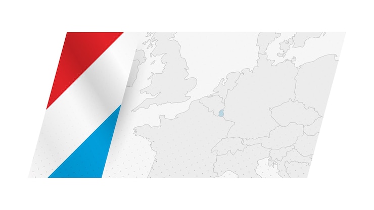 Vector mapa de luxemburgo en estilo moderno con la bandera de luxembourg en el lado izquierdo