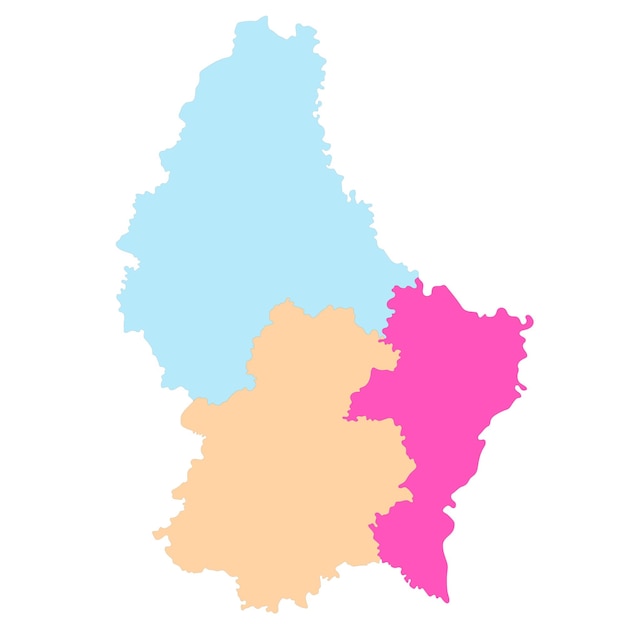 Mapa de Luxemburgo Mapa de Luxemburgo en tres regiones principales en multicolor