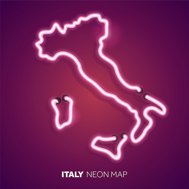 Mapa de luz de neón de Italia