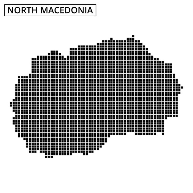 Mapa de Macedonia del Norte que destaca las características geográficas y las fronteras