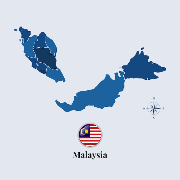 Vector mapa de malasia con bandera mapa de la bandera de malasia
