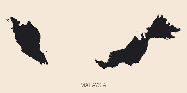 Mapa de Malasia muy detallado con bordes aislados en el fondo Icono simple
