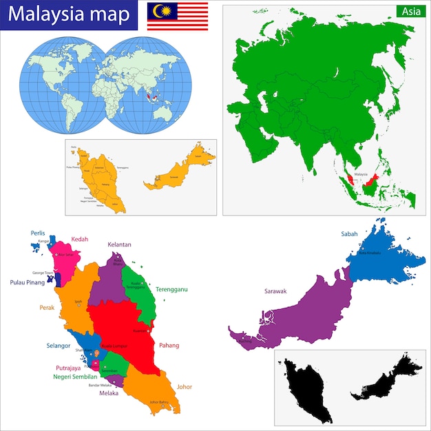 Vector mapa de malasia