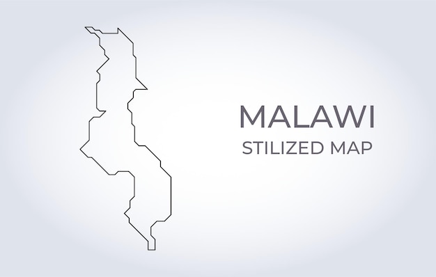 Vector mapa de malawi en un estilo minimalista estilizado