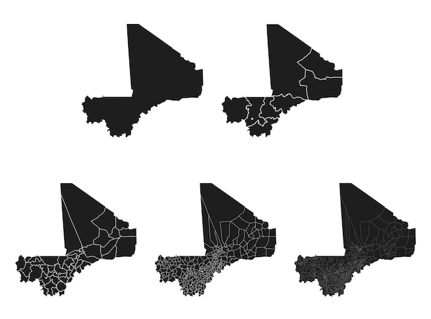 Vector mapa de malí con división regional