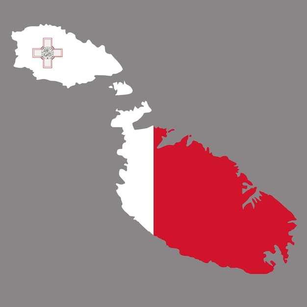 Vector mapa de malta con cartografía de bandera europea