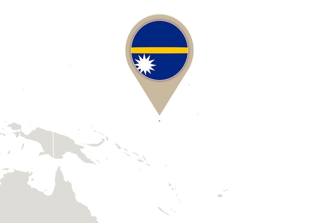 Mapa con el mapa y la bandera de Nauru resaltados