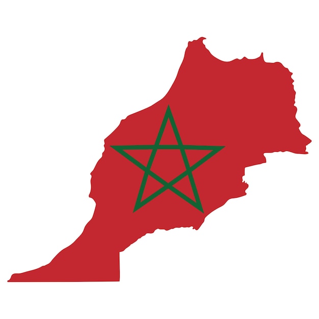 Vector mapa de marruecos con la bandera nacional de marrueco