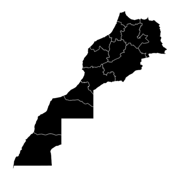 Mapa de Marruecos con divisiones administrativas Ilustración vectorial