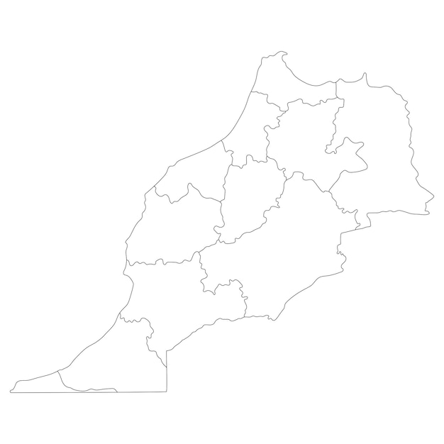 Vector mapa de marruecos en provincias administrativas en color blanco