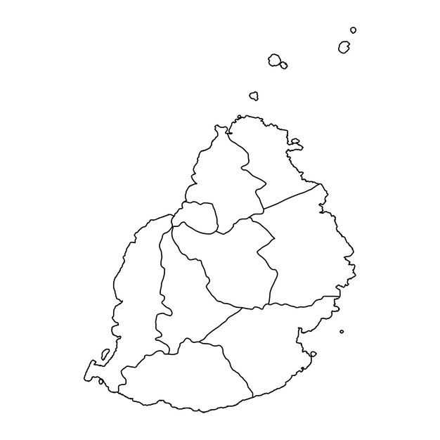 Mapa de Mauricio con divisiones administrativas Ilustración vectorial