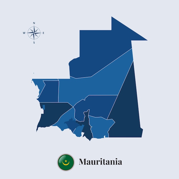 Mapa de mauritania con bandera mapa de la bandera de mauritania