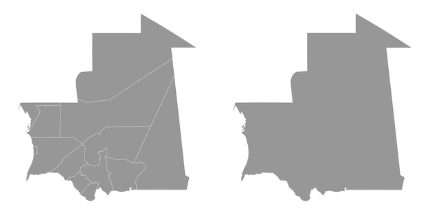 Mapa de Mauritania con divisiones administrativas Ilustración vectorial