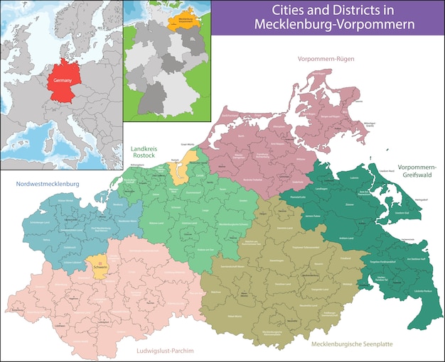 Vector mapa de mecklemburgo-pomerania occidental