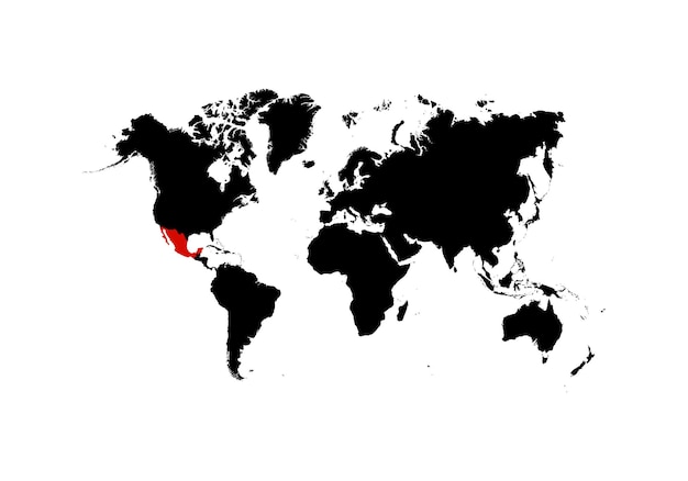 El mapa de México está resaltado en rojo en el mapa mundial Vector