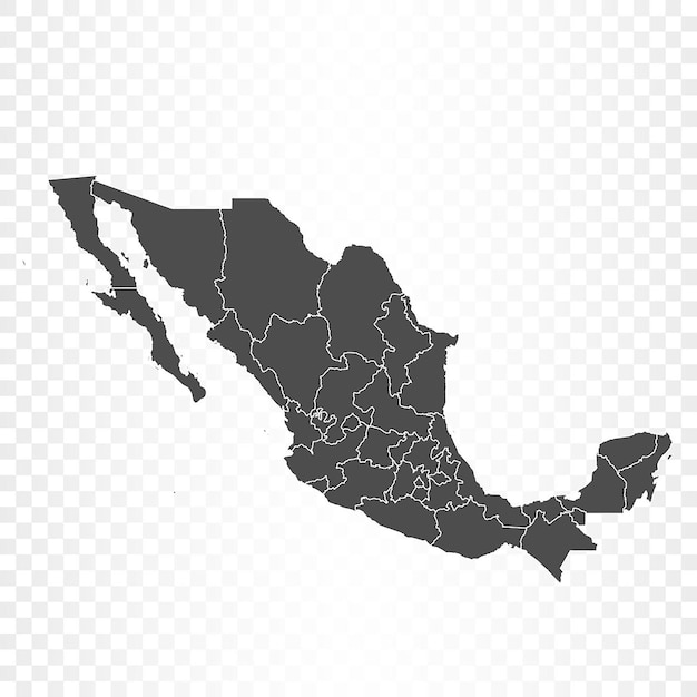 Vector mapa de méxico sobre fondo transparente