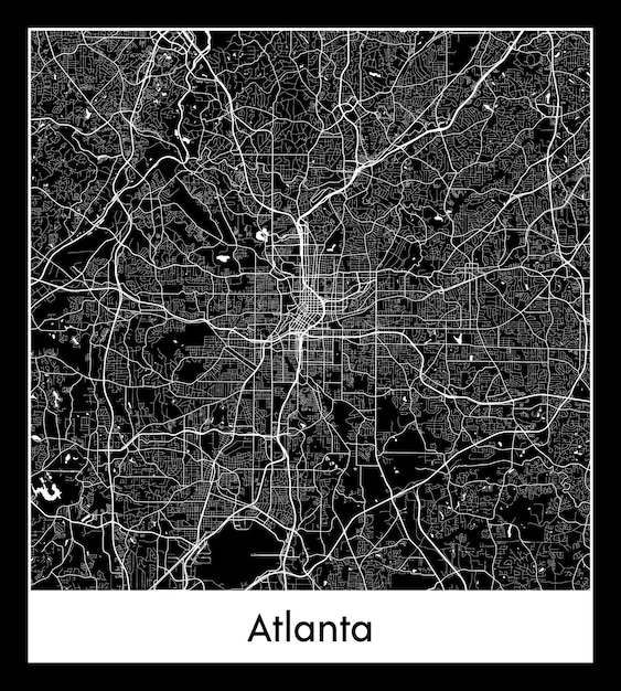 Mapa mínimo de la ciudad de Atlanta (Estados Unidos, América del Norte)