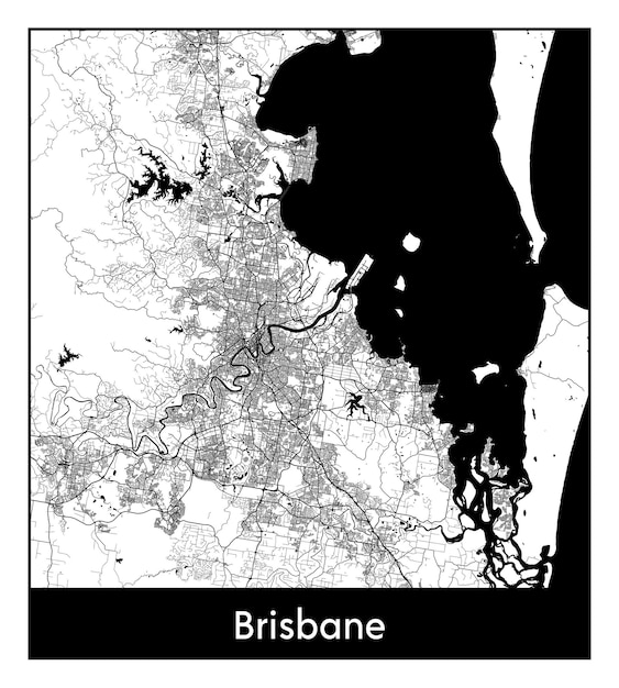 Mapa mínimo de la ciudad de Brisbane (, Australia)