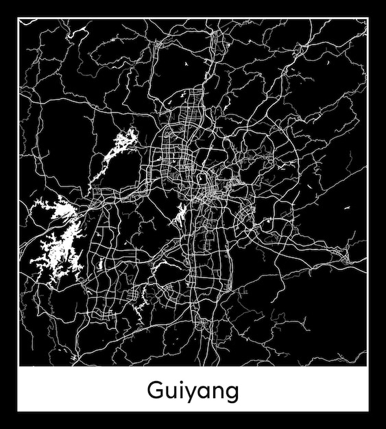 Mapa mínimo de la ciudad de guiyang (china, asia)