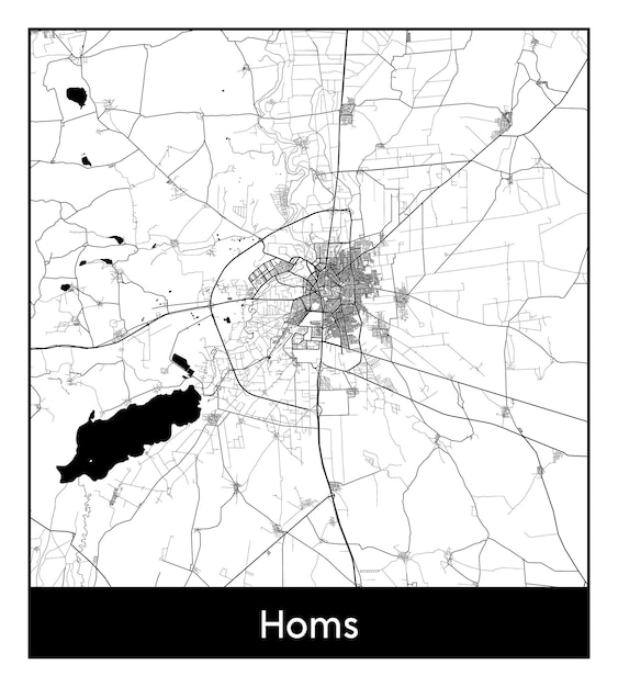 Mapa mínimo de la ciudad de Homs (Siria, Asia)