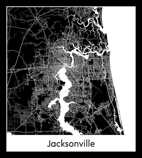 Mapa mínimo de la ciudad de Jacksonville (Estados Unidos, América del Norte)