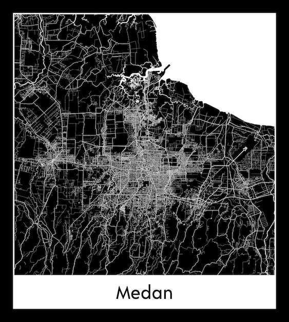Mapa mínimo de la ciudad de Medan (Indonesia, Asia)
