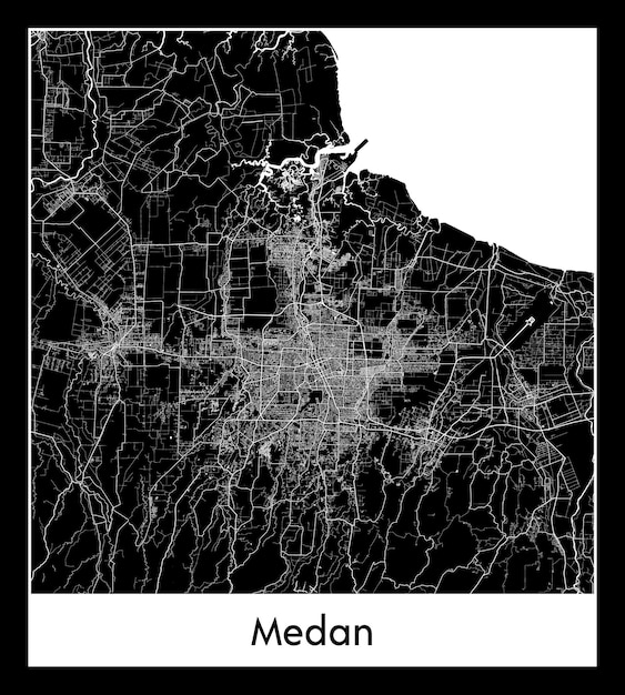 Mapa mínimo de la ciudad de medan (indonesia, asia)