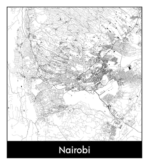 Mapa mínimo de la ciudad de nairobi (kenia, áfrica)