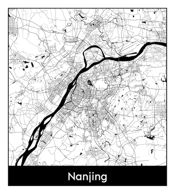 Mapa mínimo de la ciudad de Nanjing (China, Asia)