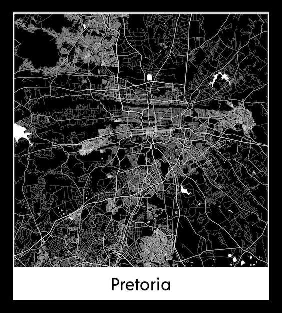 Mapa mínimo de la ciudad de Pretoria (Sudáfrica, África)