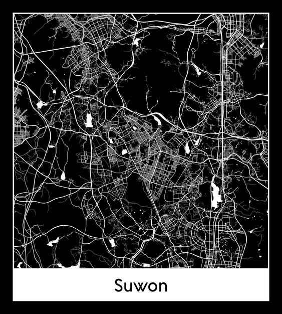 Mapa mínimo de la ciudad de Suwon (Corea del Sur, Asia)