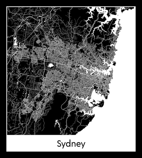 Mapa mínimo de la ciudad de Sydney Australia