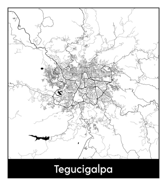 Mapa mínimo de la ciudad de tegucigalpa (honduras, américa del norte)