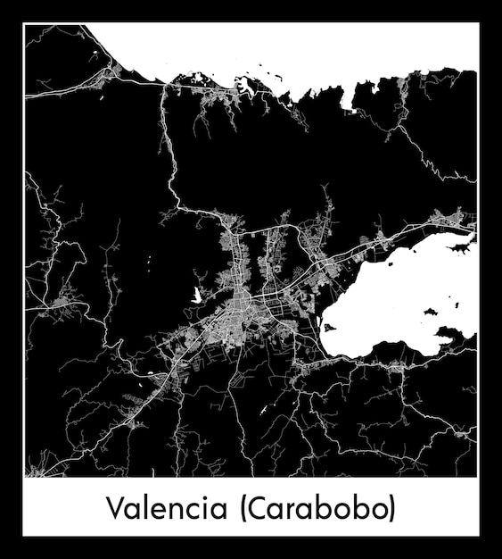 Vector mapa mínimo de la ciudad de valencia carabobo venezuela américa del sur