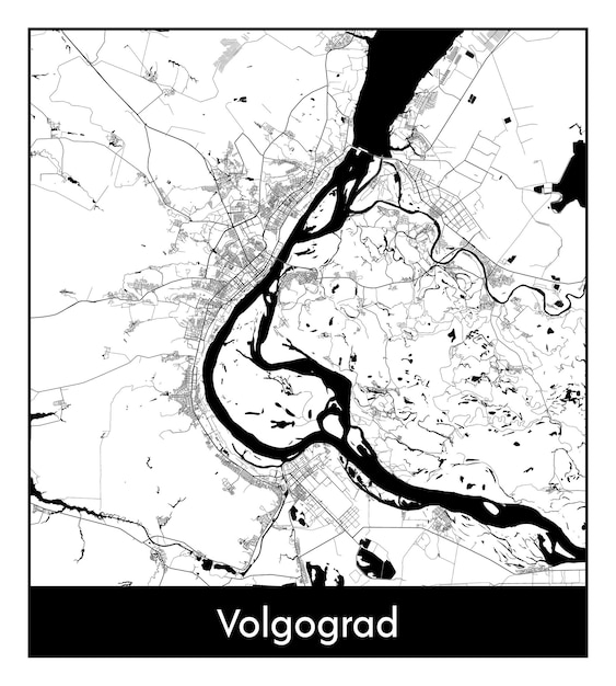 Mapa mínimo de la ciudad de Volgogrado (Rusia, Europa)