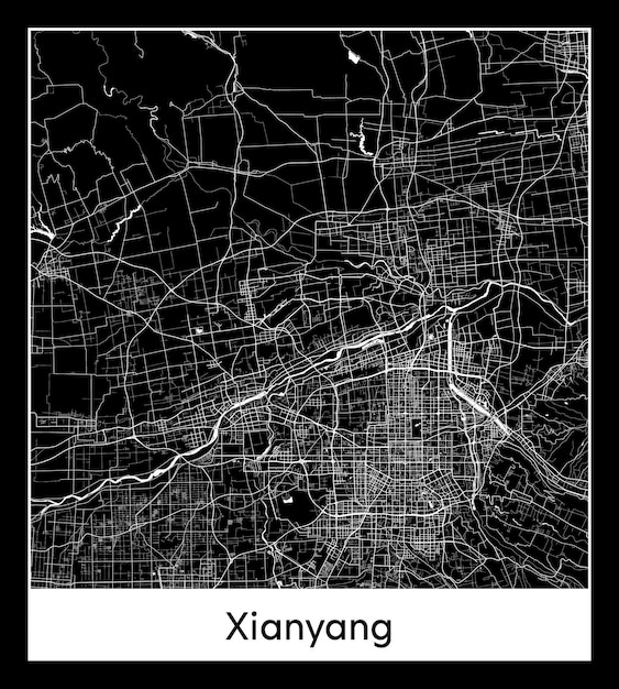 Mapa mínimo de la ciudad de Xianyang (China, Asia)