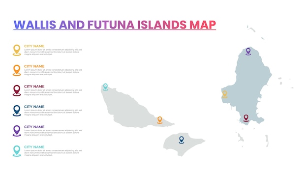 Mapa moderno de las Islas Wallis y Futuna plantilla infográfica mapa infográfico detallado