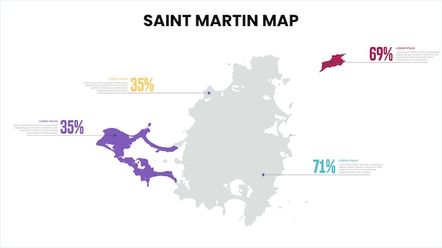 Mapa moderno de San Martín Template de infografía en porcentaje Mapa infográfico detallado de San Martín