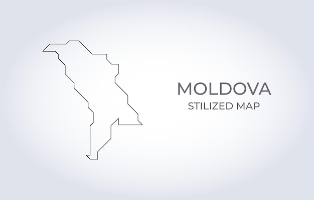Mapa de Moldavia en un estilo minimalista estilizado