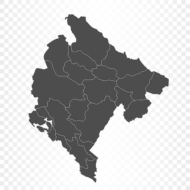 Mapa de montenegro sobre fondo transparente