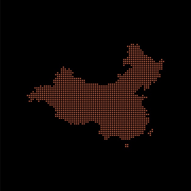 Mapa de mosaico de píxeles de China Diseño de semitonos Ilustración vectorial