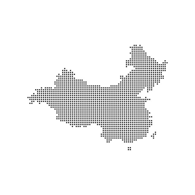 Mapa de mosaico de píxeles de China Diseño de semitonos Ilustración vectorial