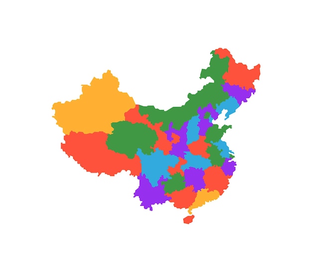 Mapa multicolor de China Regiones políticas vector plano simple