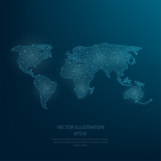 Mapa mundial azul dibujado digitalmente